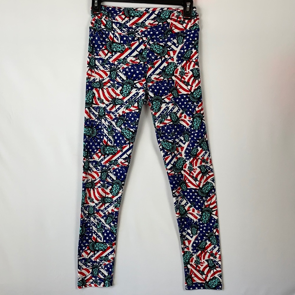 LuLaRoe Red White and Blue Patriotic Lady Liberty Leggings - One Size